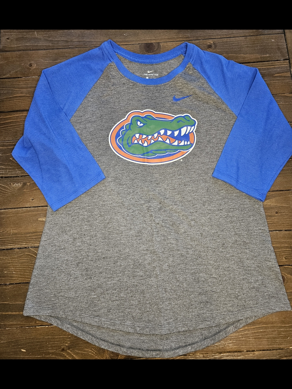 Nike Florida Gators Grey & Blue Raglan Kids Top